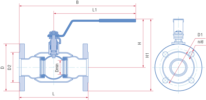 Кран шаровой для газа GAS PRO фланцевый полнопроходной нерж. ст. 08Х18Н10, с рукояткой, Ду 10-200, ру 16-40